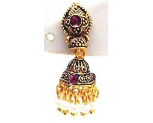 Golden Oxidized Women Earring Jhumka Jhumki Jewelry Drop PushBack Classy Gift 74